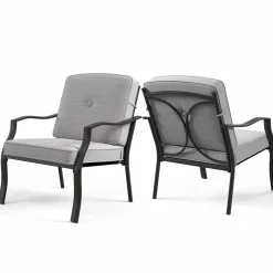 Tangkula 2/4 Pieces Outdoor Dining Chairs, Heavy Duty 330 lbs Metal Frame Ergonomic Design Patio Chair with Soft Cushions
