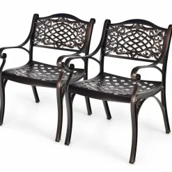 Tangkula 2 Pieces Outdoor Bistro Dining Chair Set