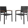 Tangkula 2 Pieces Outdoor PE Wicker Stackable Chairs