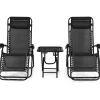 Tangkula 3 Pieces Outdoor Zero Gravity Chair Set, Folding Reclining Lounge Chair with Adjustable Backrest