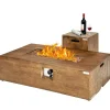Tangkula 2 Pieces Outdoor Propane Fire Pit Table Set, Patiojoy 48 Inch Rustic 50,000 BTU Rectangular Gas Fire Pit Table