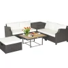 Tangkula 7 Pieces Outdoor Hand-Woven PE Wicker Furniture Set