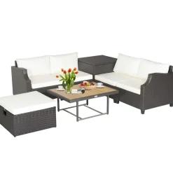 Tangkula 7 Pieces Outdoor Hand-Woven PE Wicker Furniture Set