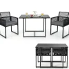 Tangkula 3 Pieces Outdoor Dining Set, Patio PE Rattan Furniture Set