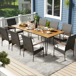 Tangkula 9 Pieces Outdoor Patio Dining Set