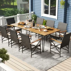 Tangkula 9 Pieces Outdoor Patio Dining Set
