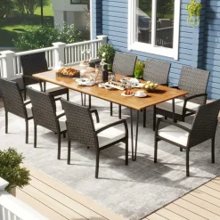 Tangkula 9 Pieces Outdoor Patio Dining Set