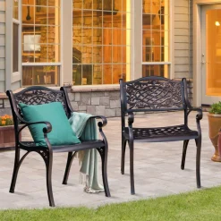 Tangkula 2 Pieces Outdoor Bistro Dining Chair Set