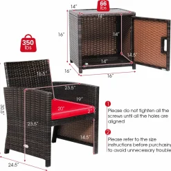 Tangkula 3 Pieces Outdoor PE Wicker Bistro Set with Waterproof Cover