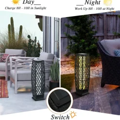 Tangkula 2 Pieces Outdoor Solar Powered Floor Lamps