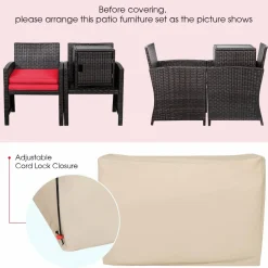 Tangkula 3 Pieces Outdoor PE Wicker Bistro Set with Waterproof Cover