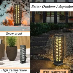 Tangkula 2 Pieces Outdoor Solar Powered Floor Lamps