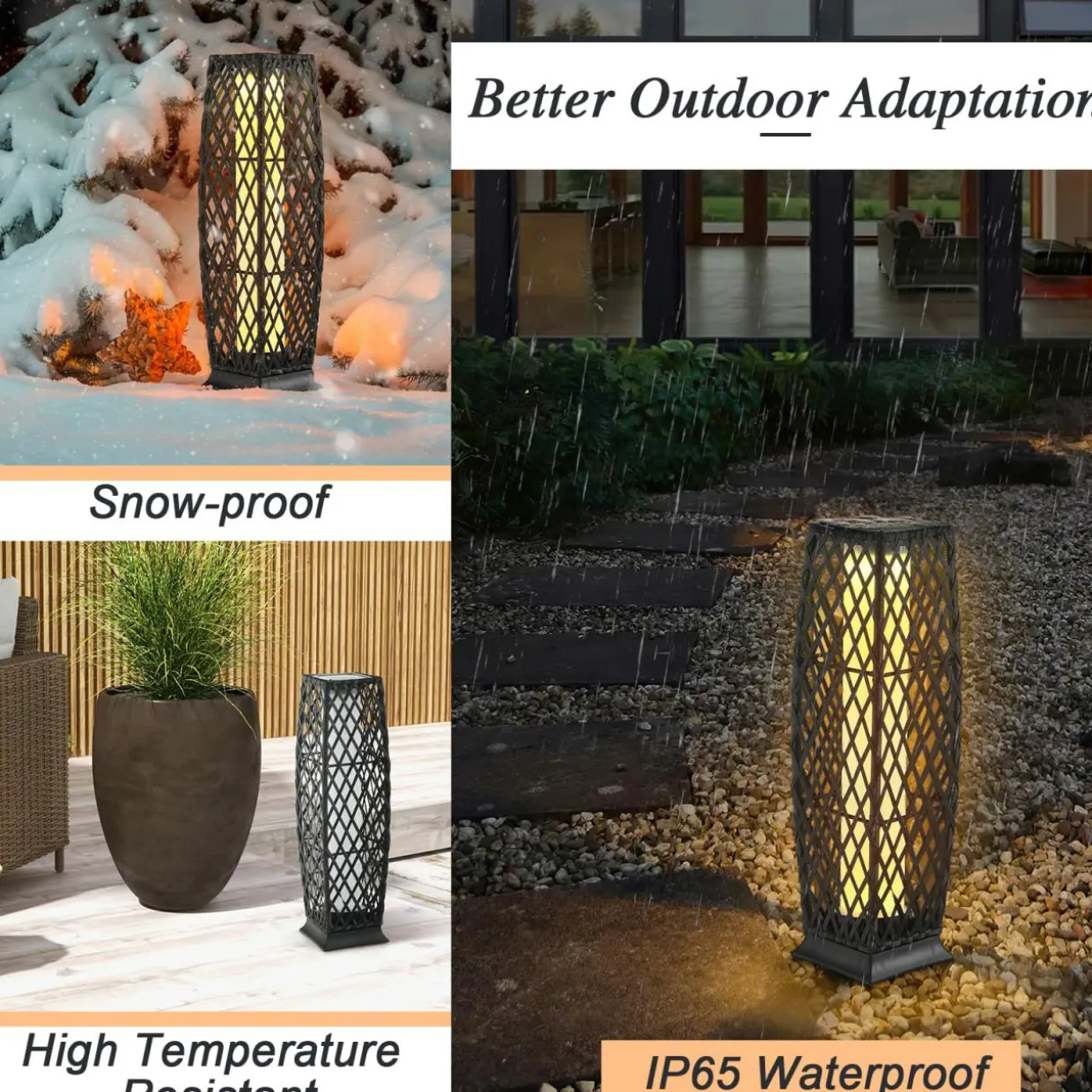 Tangkula 2 Pieces Outdoor Solar Powered Floor Lamps