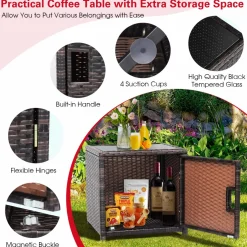 Tangkula 3 Pieces Outdoor PE Wicker Bistro Set with Waterproof Cover