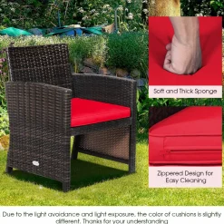 Tangkula 3 Pieces Outdoor PE Wicker Bistro Set with Waterproof Cover