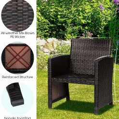 Tangkula 3 Pieces Outdoor PE Wicker Bistro Set with Waterproof Cover