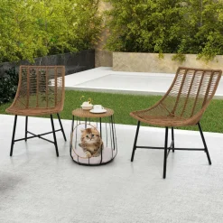 Tangkula 3 Pieces Outdoor Furniture Set with Pet House