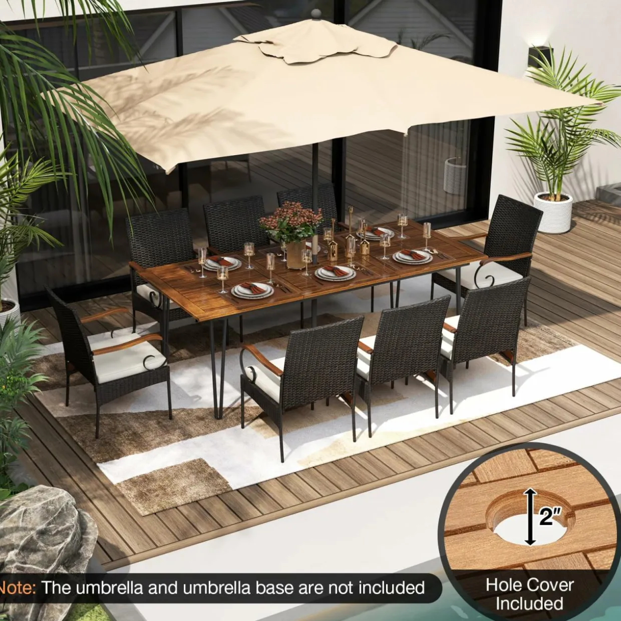 Tangkula 9 Pieces Outdoor Patio Dining Set