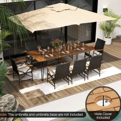 Tangkula 9 Pieces Outdoor Patio Dining Set