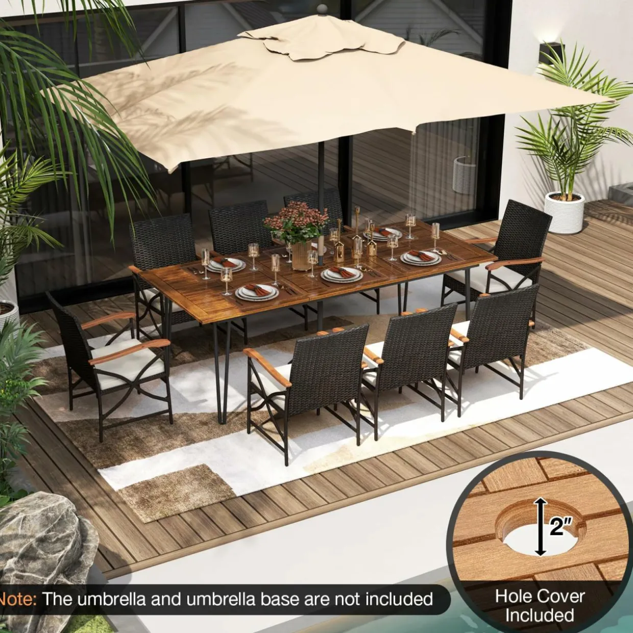 Tangkula 9 Pieces Outdoor Patio Dining Set