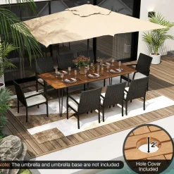Tangkula 9 Pieces Outdoor Patio Dining Set
