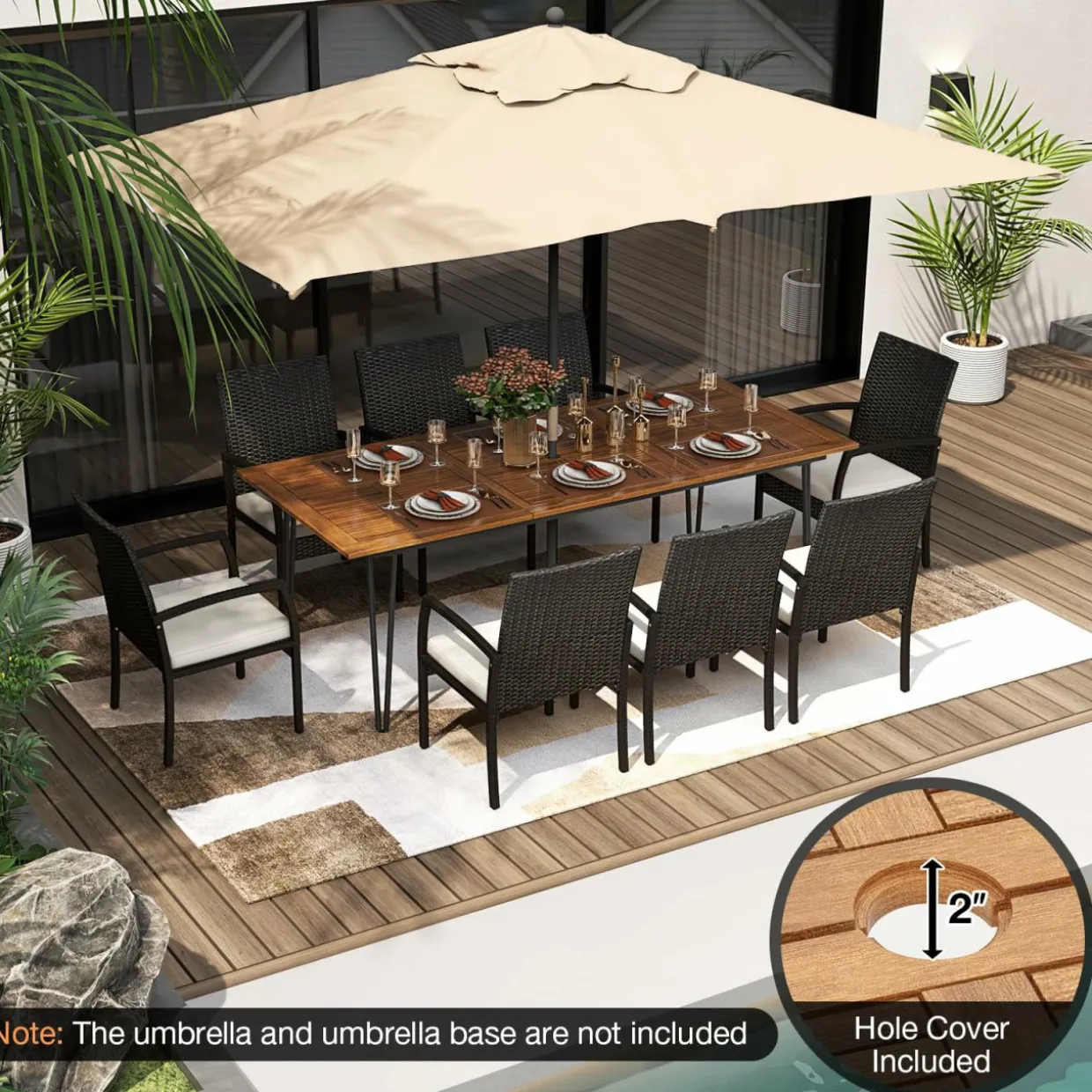Tangkula 9 Pieces Outdoor Patio Dining Set