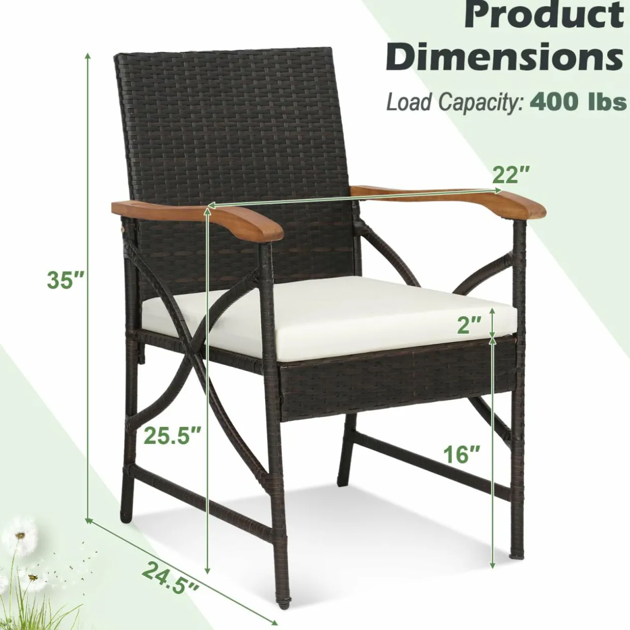Tangkula 5 Pieces Outdoor Dining Set with Acacia Wood Table & 4 Wicker Rattan Armrest Chairs