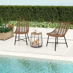 Tangkula 3 Pieces Outdoor Furniture Set with Pet House