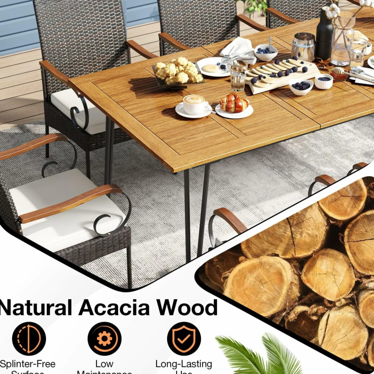 Tangkula 9 Pieces Outdoor Patio Dining Set