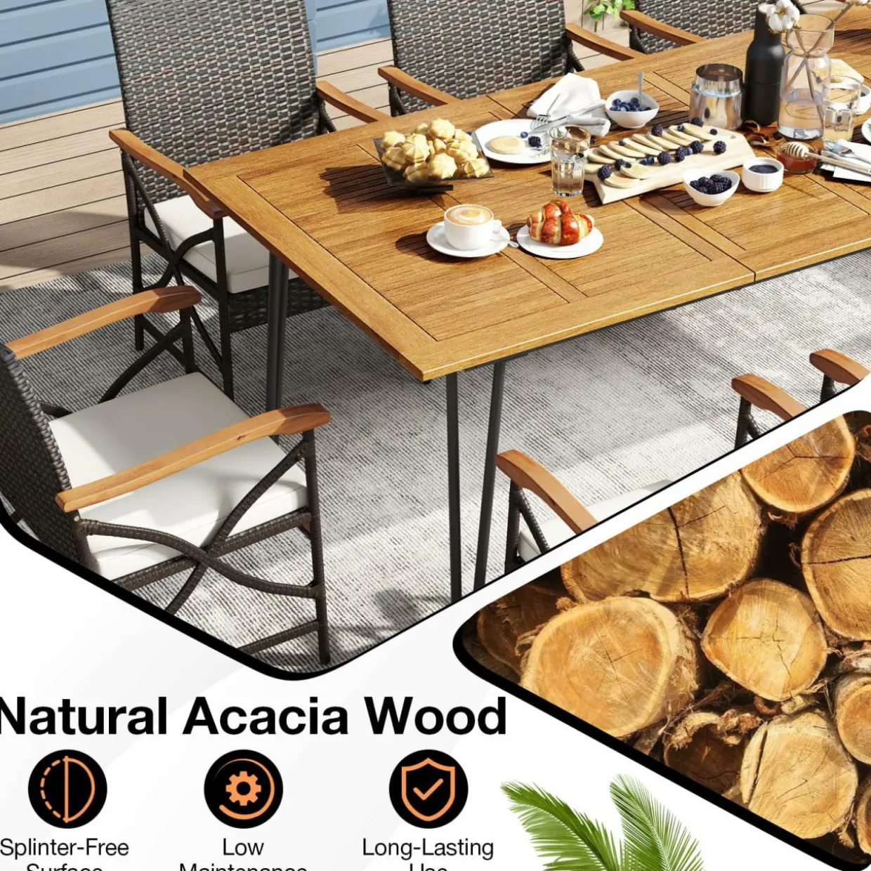 Tangkula 9 Pieces Outdoor Patio Dining Set