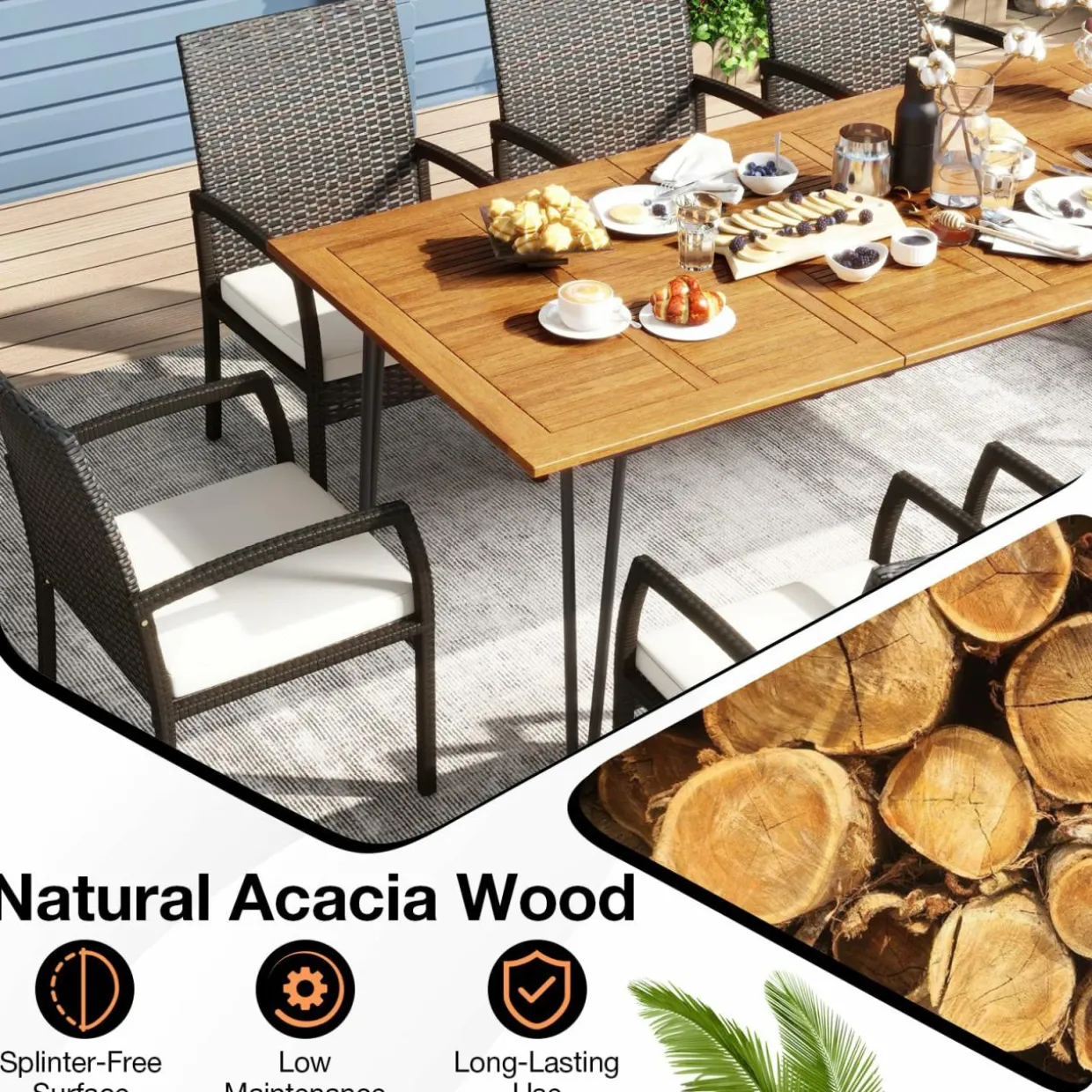 Tangkula 9 Pieces Outdoor Patio Dining Set