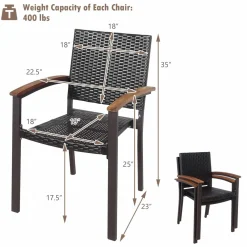 Tangkula 2 Pieces Outdoor PE Wicker Stackable Chairs