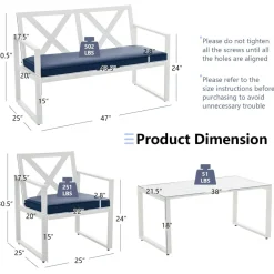 Tangkula 4 Pieces Outdoor Conversation Set