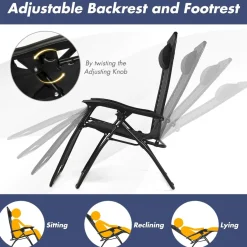 Tangkula 3 Pieces Outdoor Zero Gravity Chair Set, Folding Reclining Lounge Chair with Adjustable Backrest