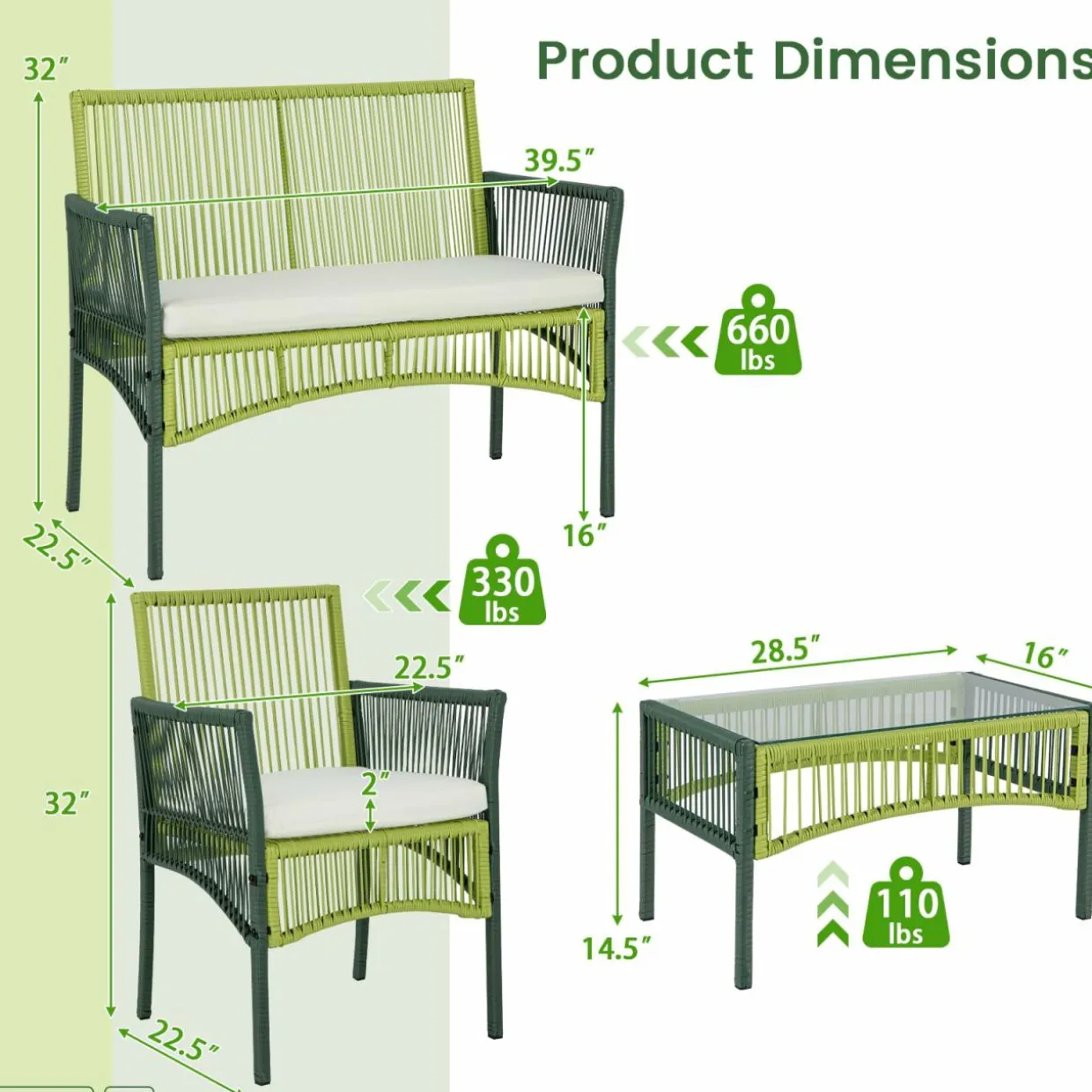 Tangkula 4 Pieces Outdoor Rattan Chair Set for Backyard, Poolside, Balcony
