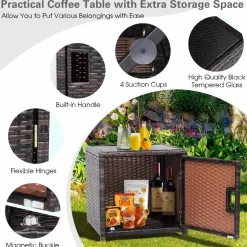 Tangkula 3 Pieces Outdoor PE Wicker Bistro Set with Waterproof Cover