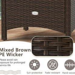 Tangkula 2 Pieces Outdoor Patio PE Wicker Ottomans with Removable Cushions