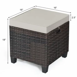 Tangkula 2 Pieces Outdoor Patio Ottoman, All Weather Rattan Wicker Ottoman Seat