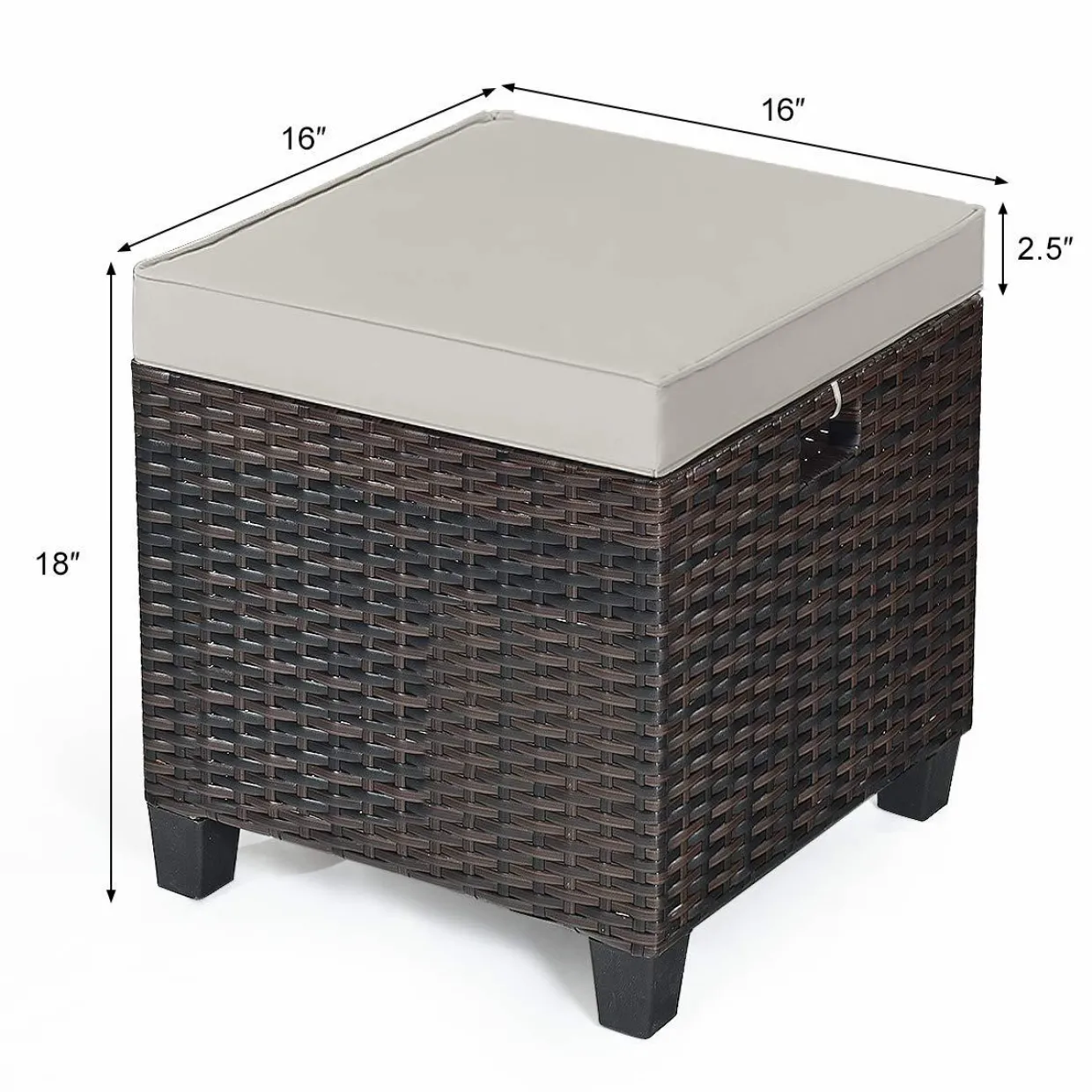 Tangkula 2 Pieces Outdoor Patio Ottoman, All Weather Rattan Wicker Ottoman Seat