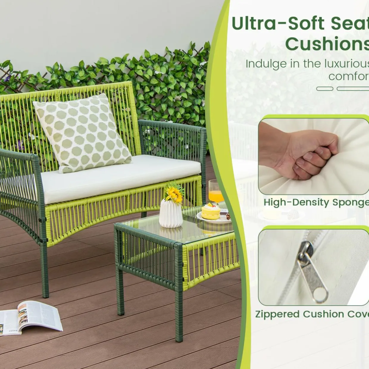 Tangkula 4 Pieces Outdoor Rattan Chair Set for Backyard, Poolside, Balcony