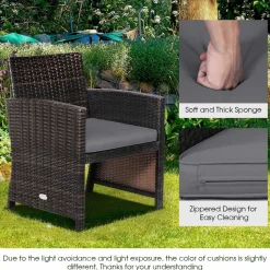 Tangkula 3 Pieces Outdoor PE Wicker Bistro Set with Waterproof Cover
