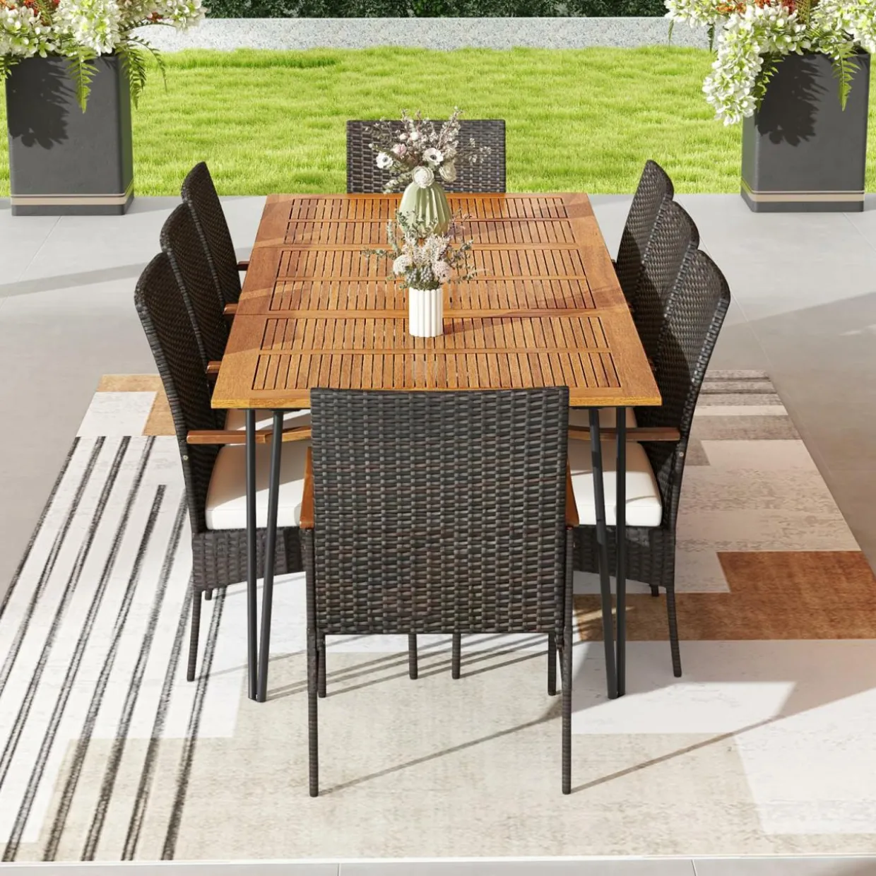 Tangkula 9 Pieces Outdoor Patio Dining Set