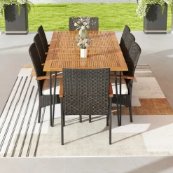 Tangkula 9 Pieces Outdoor Patio Dining Set