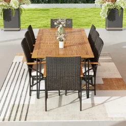 Tangkula 9 Pieces Outdoor Patio Dining Set