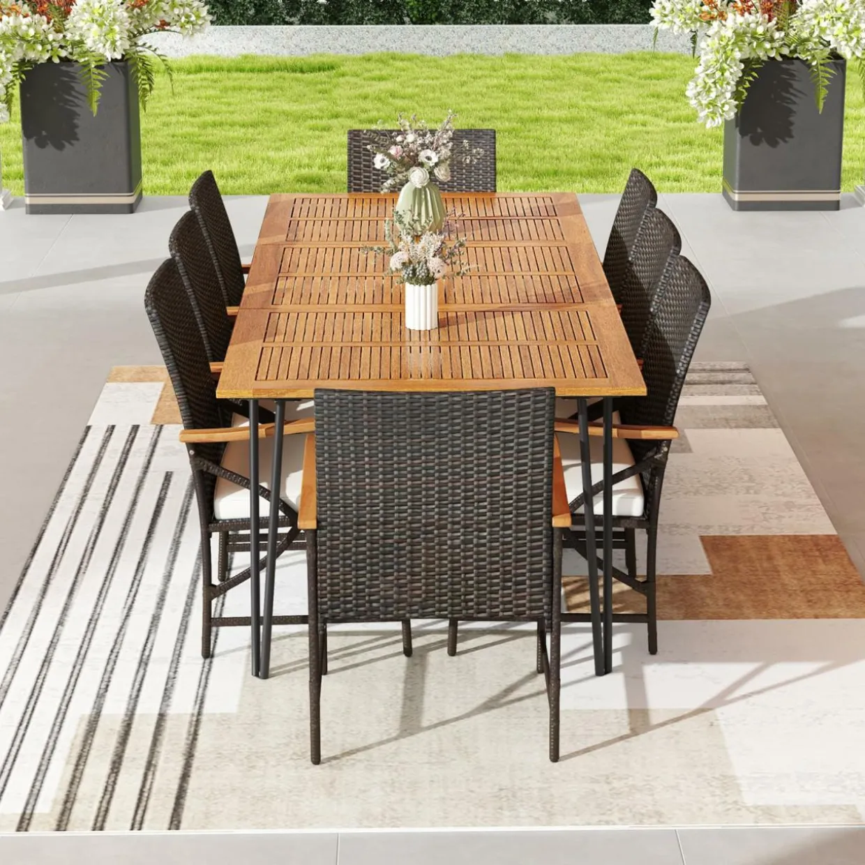 Tangkula 9 Pieces Outdoor Patio Dining Set