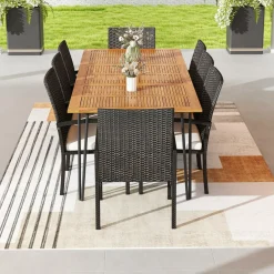 Tangkula 9 Pieces Outdoor Patio Dining Set