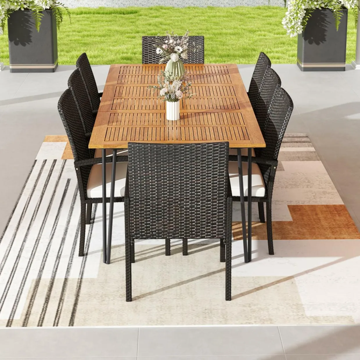 Tangkula 9 Pieces Outdoor Patio Dining Set