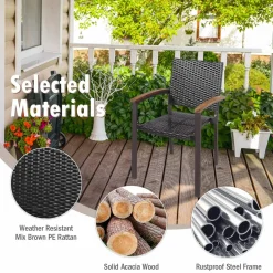 Tangkula 2 Pieces Outdoor PE Wicker Stackable Chairs