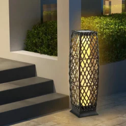 Tangkula 2 Pieces Outdoor Solar Powered Floor Lamps