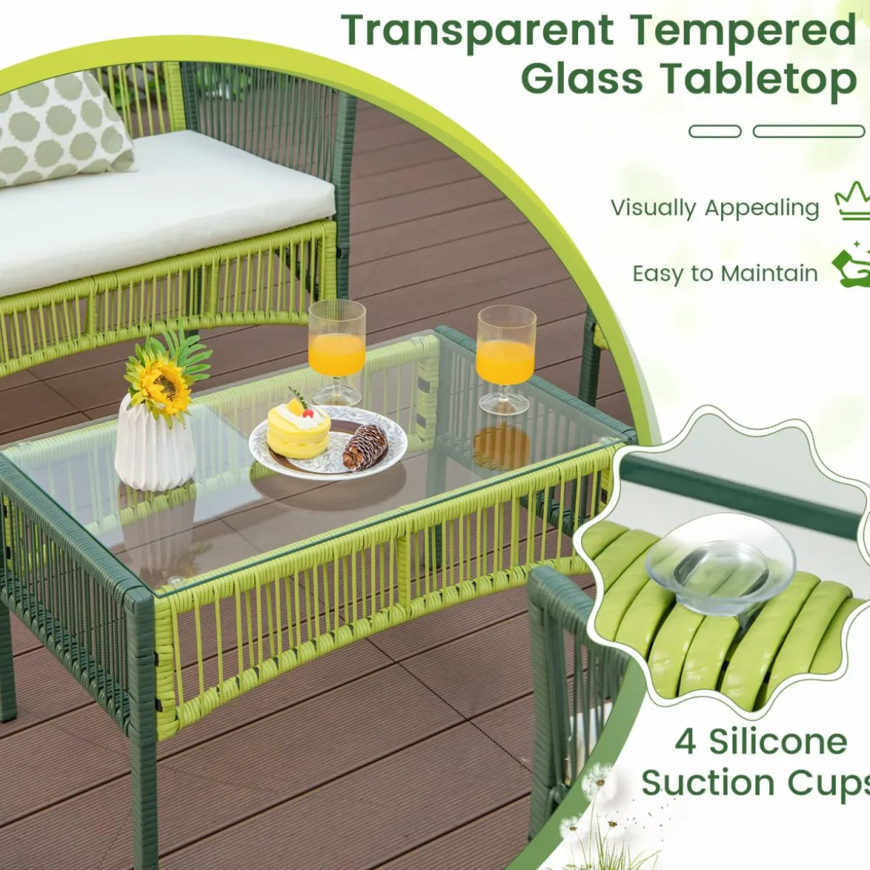 Tangkula 4 Pieces Outdoor Rattan Chair Set for Backyard, Poolside, Balcony